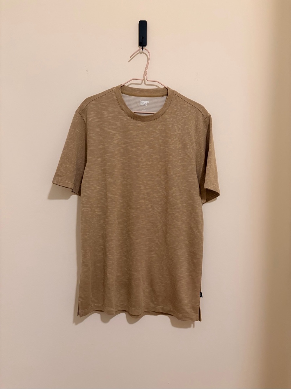 Lands' End Men's Short Sleeve Crew Tee in Tan Heather